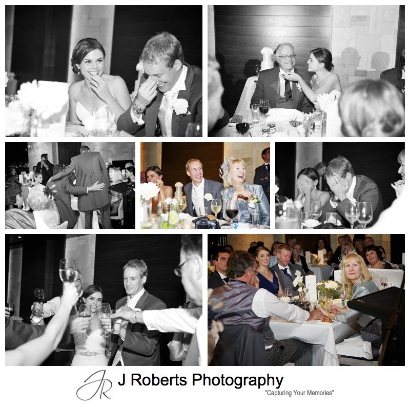 Reactions to wedding speeches - sydney wedding photography